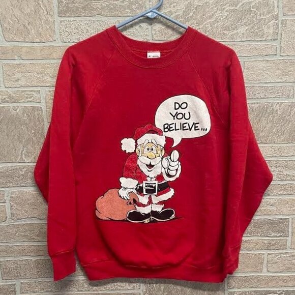 Santa Claus Vintage Do You Believe Sweatshirt - Picture 1 of 6